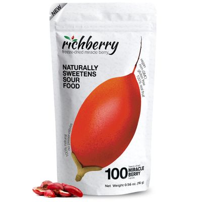 Miracle Berry by richberry, 100 Halves, Freeze Dried Premium Berries, 100% Real Fruit, No Preservatives, Naturally Sweetens Sour Foods, Organic, Great for Snacks and Taste Tripping