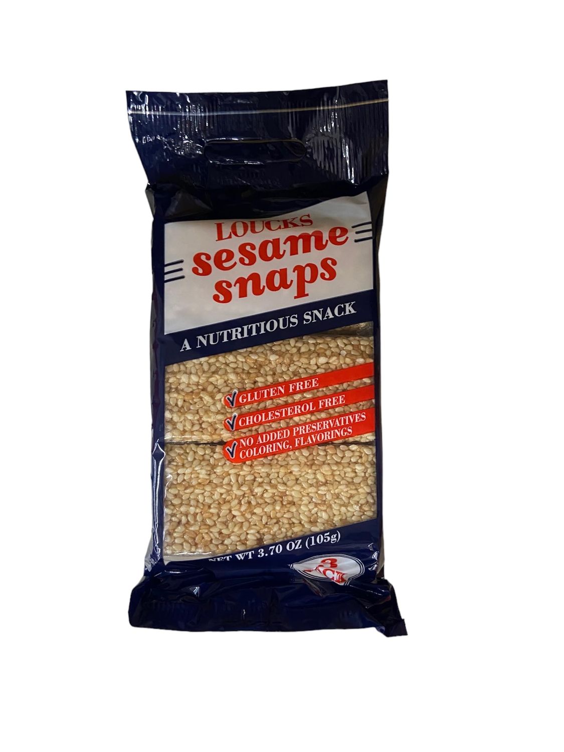 Loucks Sesame Snaps - Nutty, Sweet, and Crunchy Treats - 3.7 Oz (pack of 3)