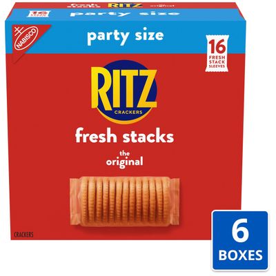 RITZ Fresh Stacks Original Crackers, Party Size, 6 - 23.7 oz Boxes (96 Total Stacks)