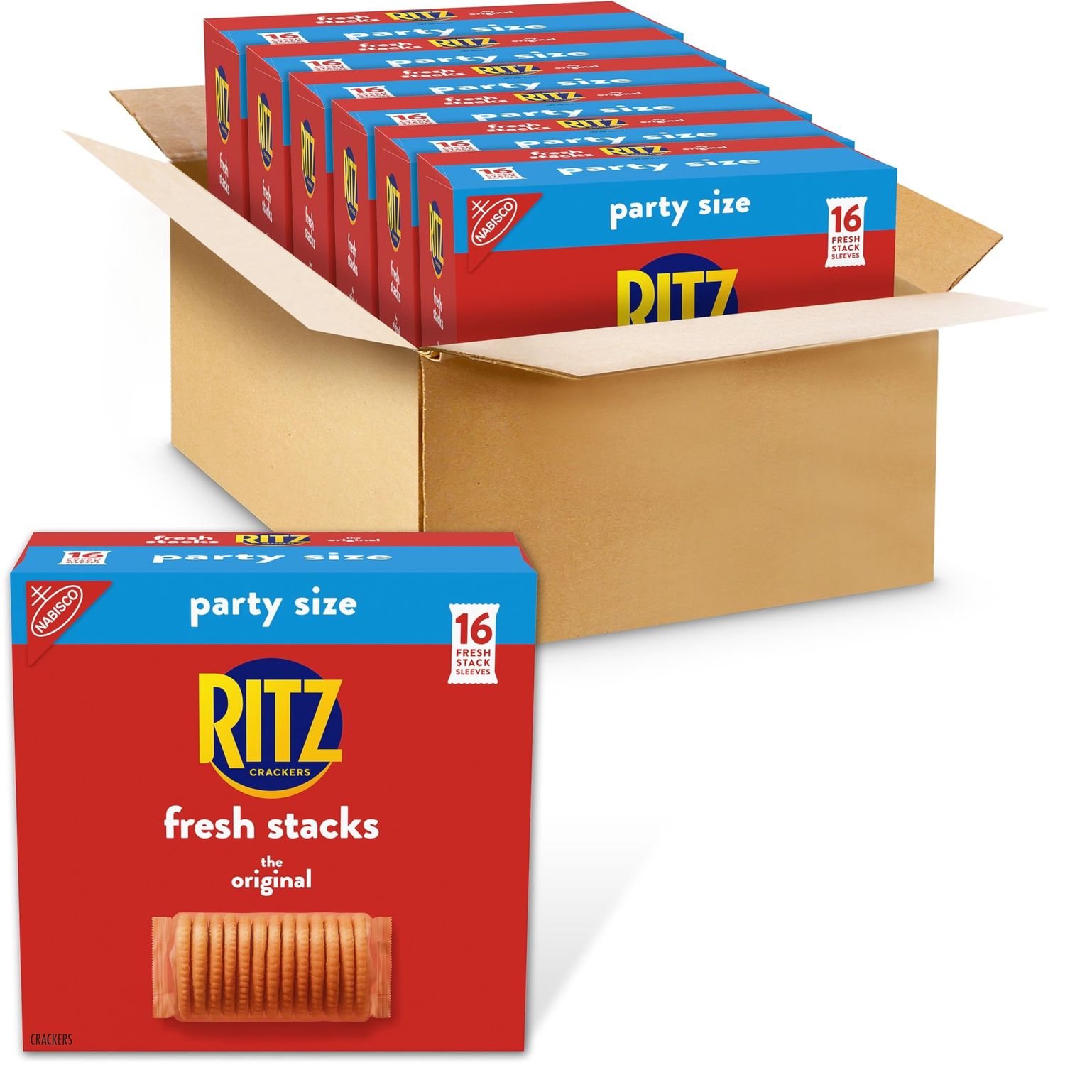RITZ Fresh Stacks Original Crackers, Party Size, 6 - 23.7 oz Boxes (96 Total Stacks)