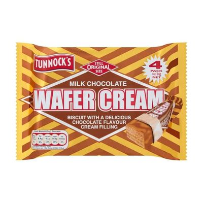Tunnock&#39;s Milk Chocolate Wafer Cream 4 Pack - 24g (Pack of 1)