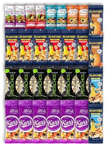 Niro Assortment | Individual Nuts Snack Packs, Trail Mix Individual Packs Bulk - 30 Packs Mix Nuts Kit - Salted Cashews, Roasted &amp; Unsalted Almonds