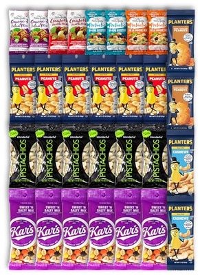 Niro Assortment | Individual Nuts Snack Packs, Trail Mix Individual Packs Bulk - 30 Packs Mix Nuts Kit - Salted Cashews, Roasted &amp; Unsalted Almonds