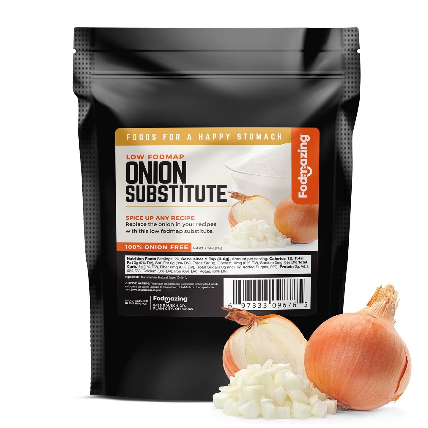 Fodmazing Onion Replacer Substitute, Low FodMap Onion Replacement, IBS Friendly, Non-GMO, Fat-Free, Great for Meals and Snacks (20 Servings)