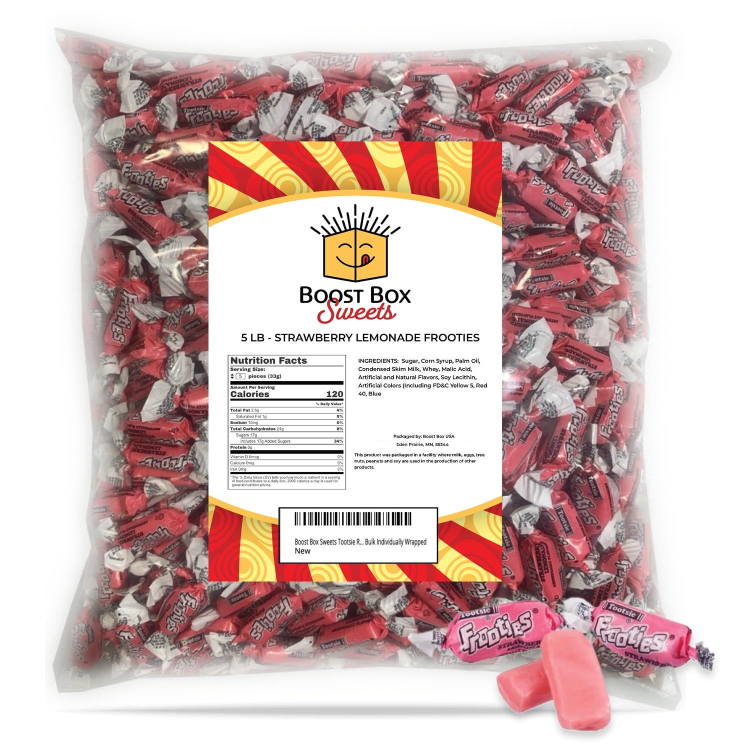 Strawberry Lemonade Frooties Individually Wrapped Bulk Chewy Pink Tootsie Roll Candy (5 Pound)