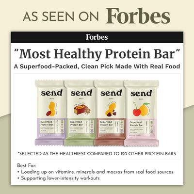 Send Bars Plant-Based Vegan Healthy Protein Bars, With Greens (The Full Send Variety Box, 8 Bars) - Lemon Cherry (x2), Peanut Butter (x2), Banana Bread (x2), Peanut Cacao Crunch (x2)