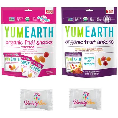 Yumearth Organic Fruit Snacks and Tropical Fruit Snacks 2 Pack with Variety Box Mints