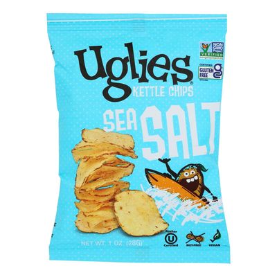Uglies Kettle Cooked Original Sea Salt Potato Chips - Gluten Free, Kosher, Non-GMO Office &amp; Kids Snack - Individual Snack Packs, 1 Ounce (Pack of 32)