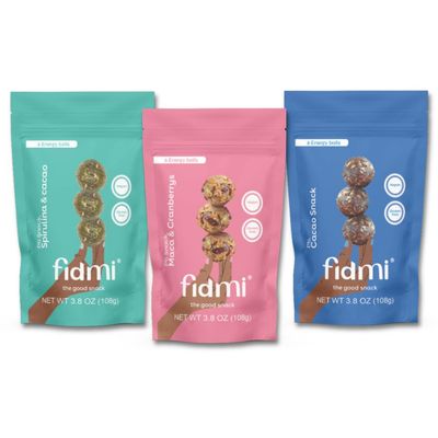 Fidmi Snack Protein Energy Balls Assorted Pack | Vegan - Gluten Free - Plant Based - Superfoods (Maca, Spiruline, Cacao) - All Natural Ingredients - Snack Size Bites 3.8 oz (3 Count)