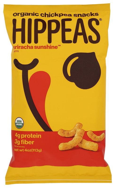 Hippeas Chickpea Puffs, Sriracha Sunshine, 4 Ounce (Pack of 1), 4g Protein, 3g Fiber, Vegan, Gluten-Free, Crunchy, Plant Protein Snacks