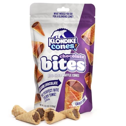 Klondike Cones Chocolate Bites, Bite Size Waffle Cone Snack, Resealable Bag, 4.23 Ounces