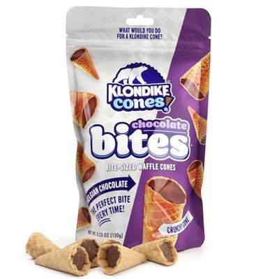 Klondike Cones Chocolate Bites, Bite Size Waffle Cone Snack, Resealable Bag, 4.23 Ounces