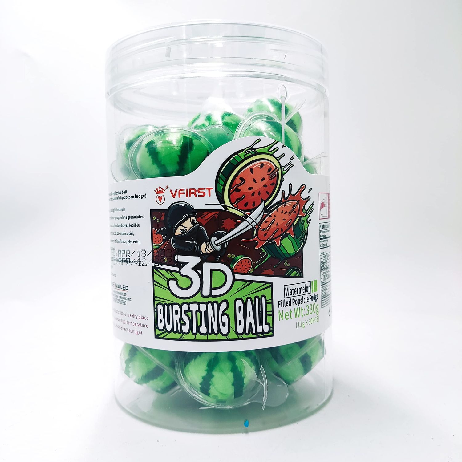 Gummy Candy, Fruity Jelly Gummies, Earth Gummy Candy Watermelon Sweet Fruit Snack Green Candy Individually Wrapped 30 pcs