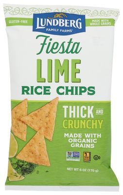 Lundberg Organic Rice Chips, Fiesta Lime, Gluten Free &amp; Non-GMO, 6 Oz (Pack of 12)
