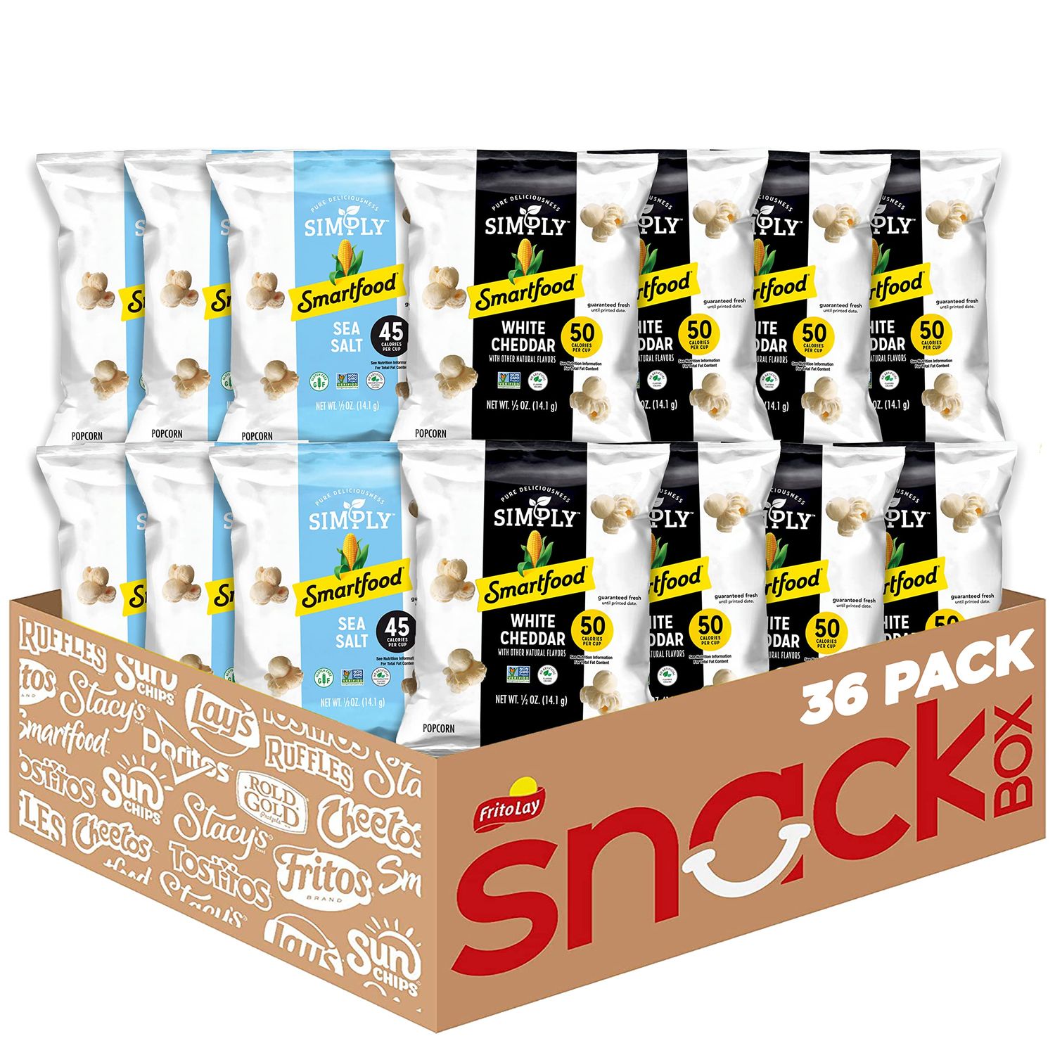 Smartfood Simply Variety Pack, White Cheddar and Sea Salt 0.5oz (36 Count)