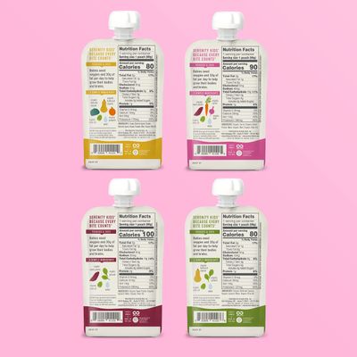 Serenity Kids 6 Months Certified Organic Baby Food Pouches Veggie Puree - No Sugary FruitsAdded Sugar - Allergen Free - 3.5 Ounce BPA-Free Bag - Variety Pack - Baby Food Veggies Puree - 8 Count