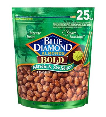 Blue Diamond Almonds Wasabi &amp; Soy Sauce Flavored Snack Nuts, 25 Oz Resealable Bag (Pack of 1)