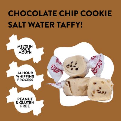 Taffy Town Saltwater Taffy- Chip Cookie | Gourmet Taffy| Nougat-Style Candy| Soft &amp; Delicious| Sumer Snack Treats| Party Good Candies| 2.5lbs