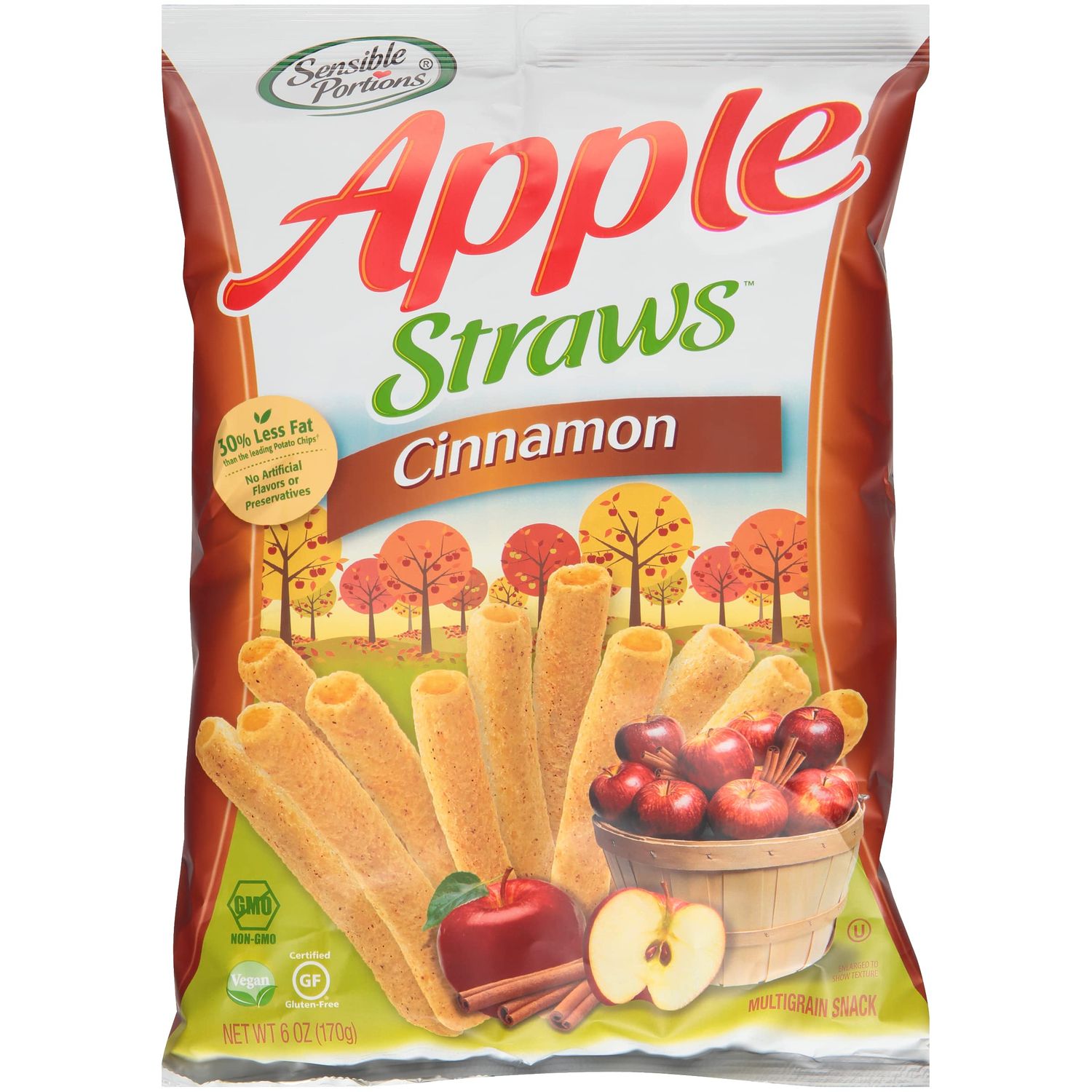 Sensible Portions Apple Straws, Cinnamon, 6 Oz (Pack of 12)