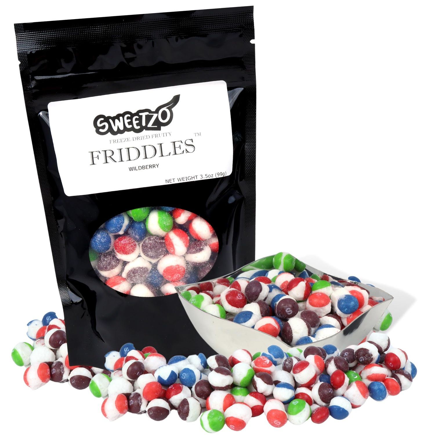 Sweetzo Freeze Dried Wild Berry Chews, Crunchy and Fruity Candy, On-the-Go Snack and Dessert Topping, Reclosable Bag, 3.5 Ounces