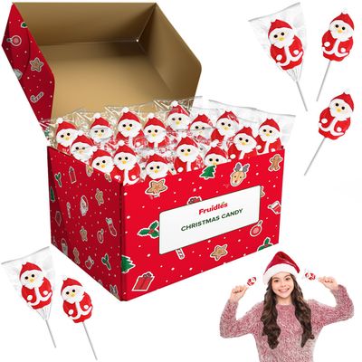 Fruidles Christmas Santa Lollipop, Santa Clause, Candy Canes Suckers, Mixed Fruit Flavor, Individually Wrapped Lollipops (12-Pac)