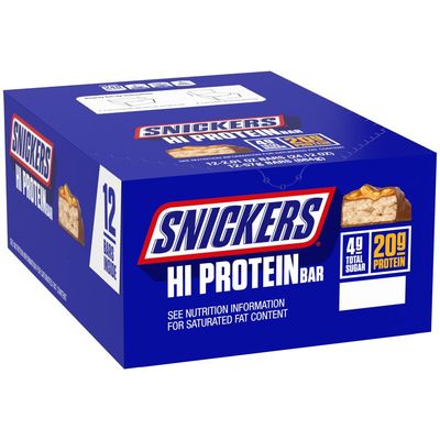 SNICKERS Peanut &amp; Caramel Hi Protein Bar, 24.12 oz, 12 ct Box