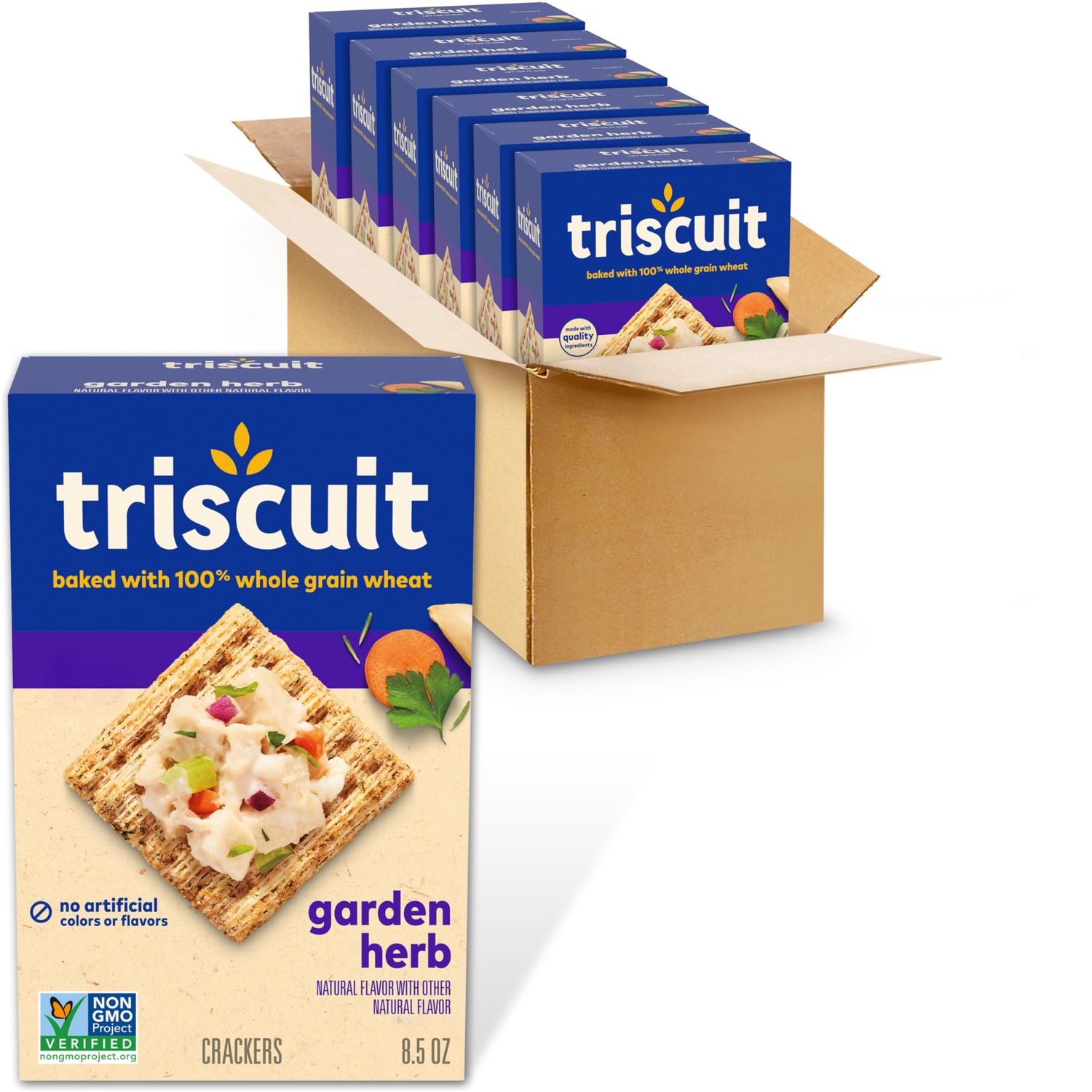 Triscuit Garden Herb Whole Grain Wheat Crackers, 6 - 8.5 oz Boxes
