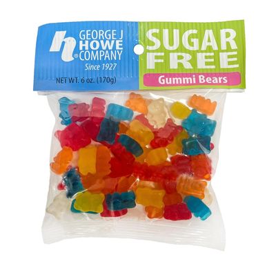 Howe Sugar Free Gummy Bears, Gummy Candy 6 oz Bag, Case of 12