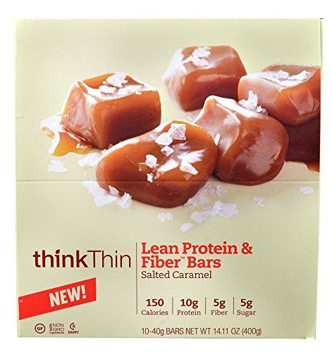 Think Products thinkThin Lean Protein &amp; Fiber Bars Salted Caramel -- 40g 10 Bars