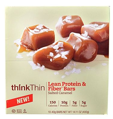 Think Products thinkThin Lean Protein &amp; Fiber Bars Salted Caramel -- 40g 10 Bars