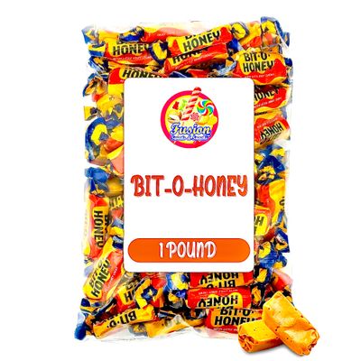 Bit-O-Honey Candy - 1 LB Bulk Bag - Individually Wrapped Retro Candy - Real Honey And Almond Taffy (Approx 65 Pieces)