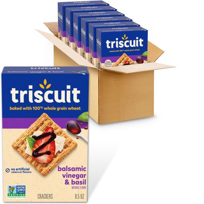 Triscuit Balsamic Vinegar &amp; Basil Whole Grain Wheat Crackers, 6 - 8.5 oz Boxes