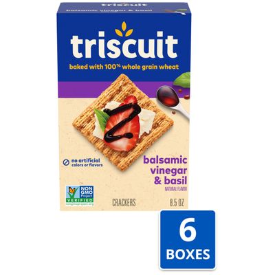 Triscuit Balsamic Vinegar &amp; Basil Whole Grain Wheat Crackers, 6 - 8.5 oz Boxes
