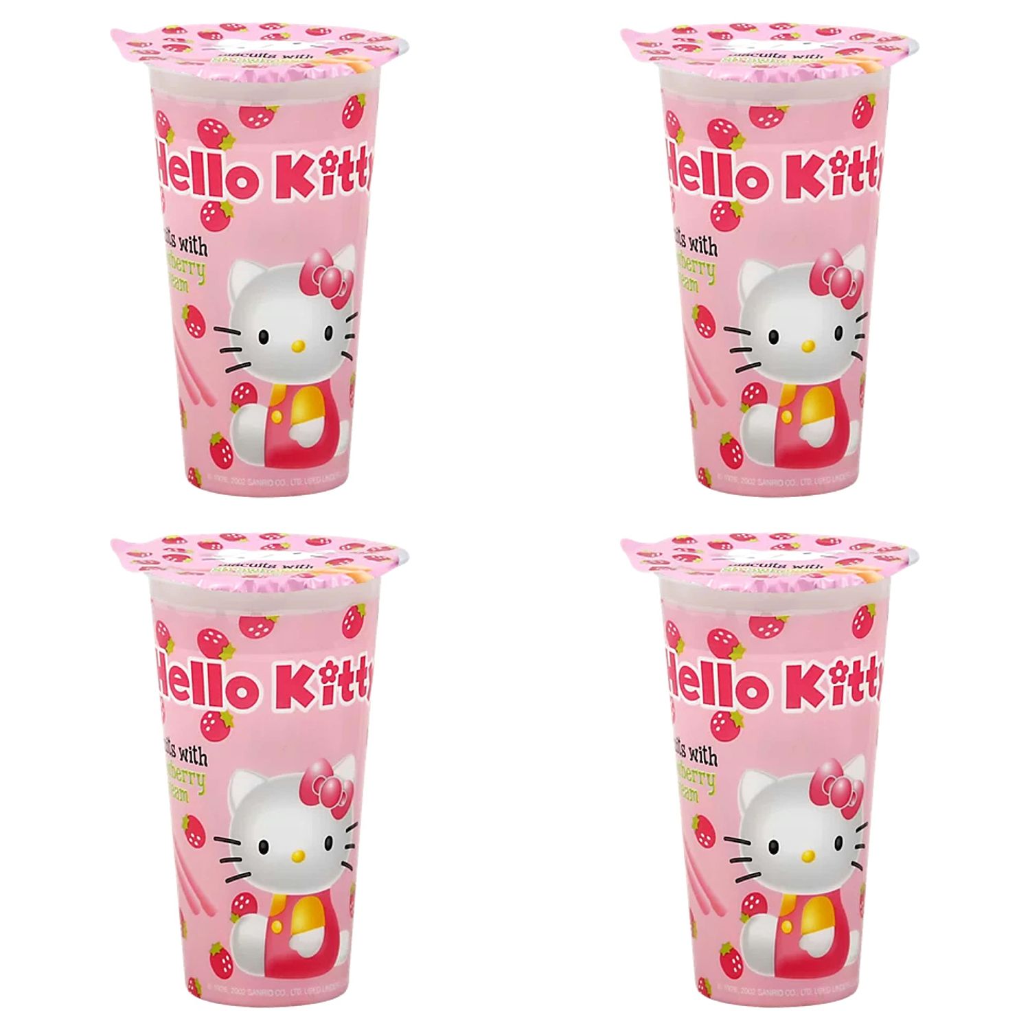 Kali Dreams Hello Kitty Snacks Biscuits Cookies in Strawberry Dip flavor Great Snacks on the go, for adults, Children, Party Favors, Birthday Gifts and School. (Strawberry Biscuits, Pack of 4)