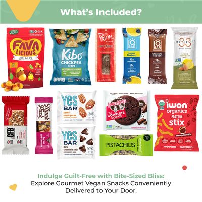 Vegan High Protein Snack Box - Assorted Vegan Protein Snacks for Healthy On-the-Go - Delicious High Protein Vegan Snack Box - Perfect Plant-Based Protein Snacks - Ideal Vegan Snack Variety Pack
