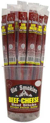 Buffalo Bills Beef &amp; Cheese Ole Smokies - 15 Wrapped Beef Sticks Per Tub