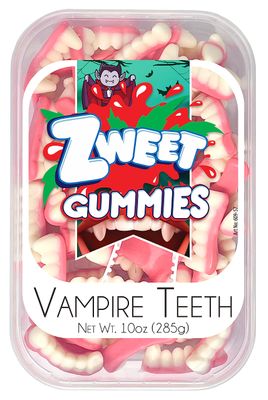Zweet Gummy Candy Vampire Teeth Chewy Candy 10 Ounce - Gummy Kosher Candy, Halal Candy- Resealable Pack of Gummy Candy