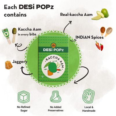 GO DESi Popz Mango Candy Lollipops | 50 Pieces | Aam Candy | Fruit Snacks | Sour Candies | Raw Mango