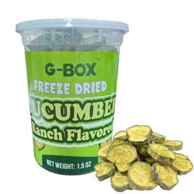 G-BOX Freeze Dried Cucumbers, Freeze Dried Veggies &amp; Ranch Snack - Healthy Freeze Dried Food, Veggie Chips, Ideal Emergency Food, TikTok Trend Item (Large-1.5 OZ, Ranch)