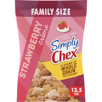 Simply Chex, Strawberry Creme Snack Mix, Family Size, 13.5 oz Bag