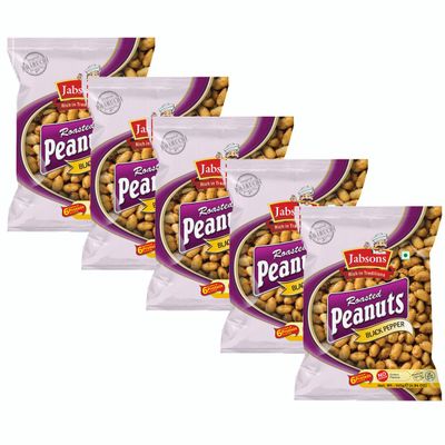 Jabsons - Black Pepper Roasted Peanuts, 140 G (Pack of 5)