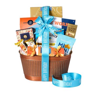 Broadway Basketeers Happy Birthday Gift Basket of Gourmet Sweets &amp; Snacks Share the Joy with Jam Packed Birthday Gift Basket Perfect for Mom, Dad, Family Friends, and Business Associates