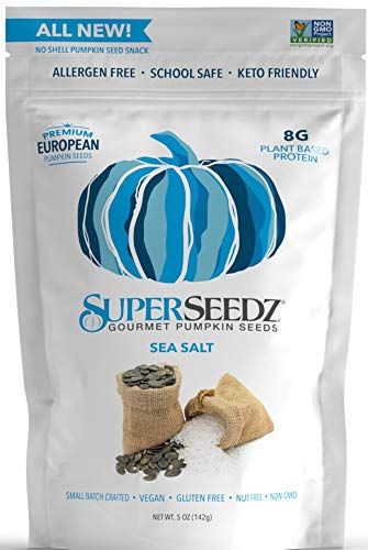 SuperSeedz Dry Roasted Pumpkin Seeds - Sea Salt Pepitas, Whole 30, Paleo, Vegan &amp; Keto Snacks, 8g Plant Based Protein, Produced In USA, Dairy Free, Nut Free, Gluten Free Snack (5oz)