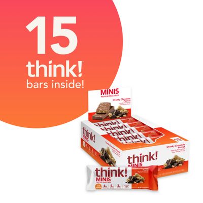 think Minis Protein Snack Bar, Gluten Free, Chunky Chocolate Peanut, 15 Count