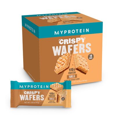 Myprotein Protein Bars, Crispy Protein Wafers, 15g High Protein Snacks, Box of 10 Vanilla Wafers Packs, Milk &amp; Whey Protein Isolate, Light &amp; Crunchy Snack Bars, Delicious Protein Bar Squares