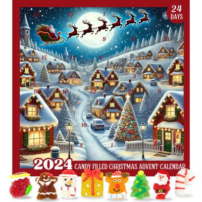 Gummy Candy Filled Advent Calendar, Countdown to Christmas 2024 with Holiday Gummies Inside, 10.16 Ounces