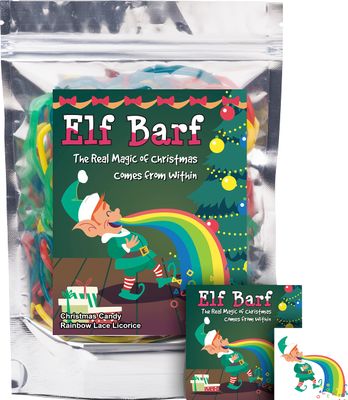 Elf Barf Rainbow Lace Licorice Funny Unique Christmas Stocking Stuffer Gag Birthday Girl, Boy and Teens Candy Gift (5.5 Ounces)