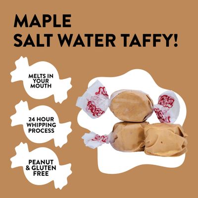 Taffy Town Saltwater Taffy- Maple | Gourmet Taffy| Nougat-Style Candy| Soft &amp; Delicious| Sumer Snack Treats| Party Good Candies| 2.5lbs