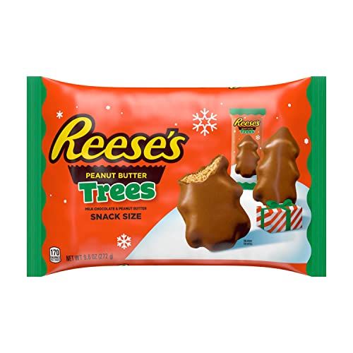 REESE&#39;S Milk Chocolate Peanut Butter Snack Size Trees, Christmas Candy Bag, 9.6 oz