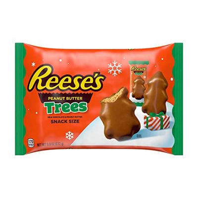 REESE&#39;S Milk Chocolate Peanut Butter Snack Size Trees, Christmas Candy Bag, 9.6 oz